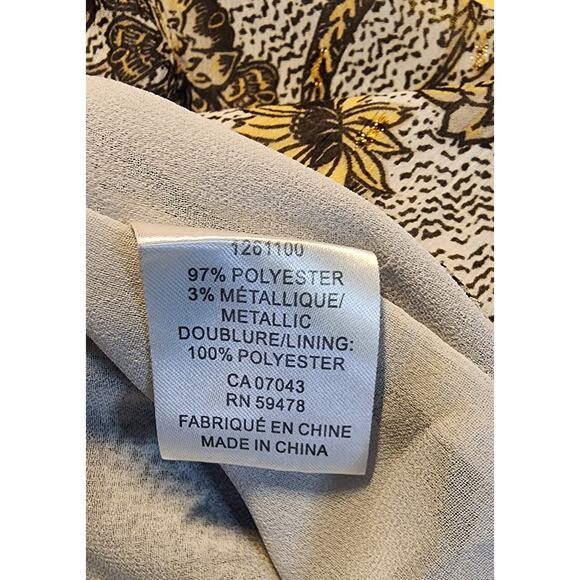 Joie Size L Floral Metallic V-Neck Sleeveless Blouse Tank Top Brown - Picture 5 of 6